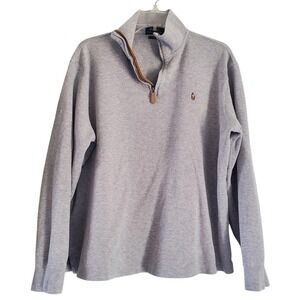 Polo Ralph Lauren Sweater Mens Large Gray Estate Rib 1/4 Zip Cotton Pullover